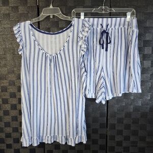 Croft & Barrow Blue and White Striped Pajama Set